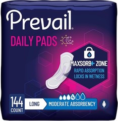 Prevail Bladder Control Pads, 4 Drop, Moderate Absorbency, Long