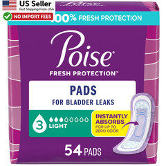 Poise Incontinence Pads Bladder Leaks Light Absorbency Regular 54 Count FROM USA