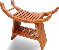 23 Teak Shower Bench Teak Shower Stool Curved Seat Wooden Stool for Bathroom Tea