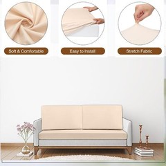 8 Pcs Patio Stretch Sofa Cushion Covers Outdoor Cover Beige