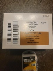 New 40 Batteries Duracell Activair Hearing Aid Batteries Size 312 Exp 07-2024. C
