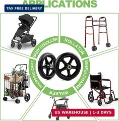 2 Pack 6 Inch Rubber Wheelchair Wheels Replacement for Walkers, Rollators, Wheel