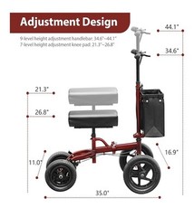All Terrain Steerable Knee Scooter Deluxe Medical 12″ Pneumatic Wheels