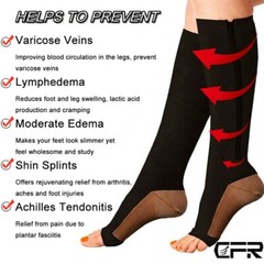 Zipper Compression Socks 1-6 Pairs Calf Knee High Stockings Open Toe for Runing
