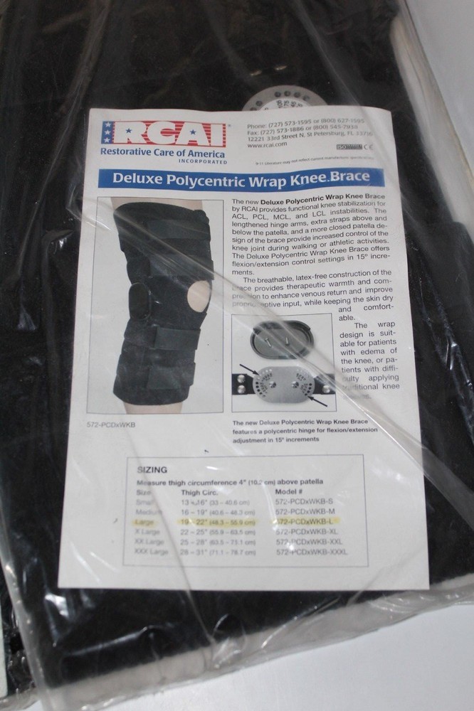New RCAI Deluxe Polycentric Wrap Hinged Knee Brace