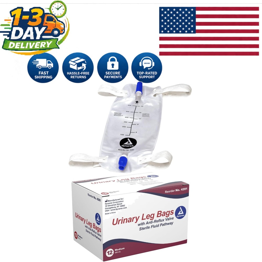 Discreet Urinary Leg Bag with Non-Drip Closure – Box of 12, 600ml Capacity