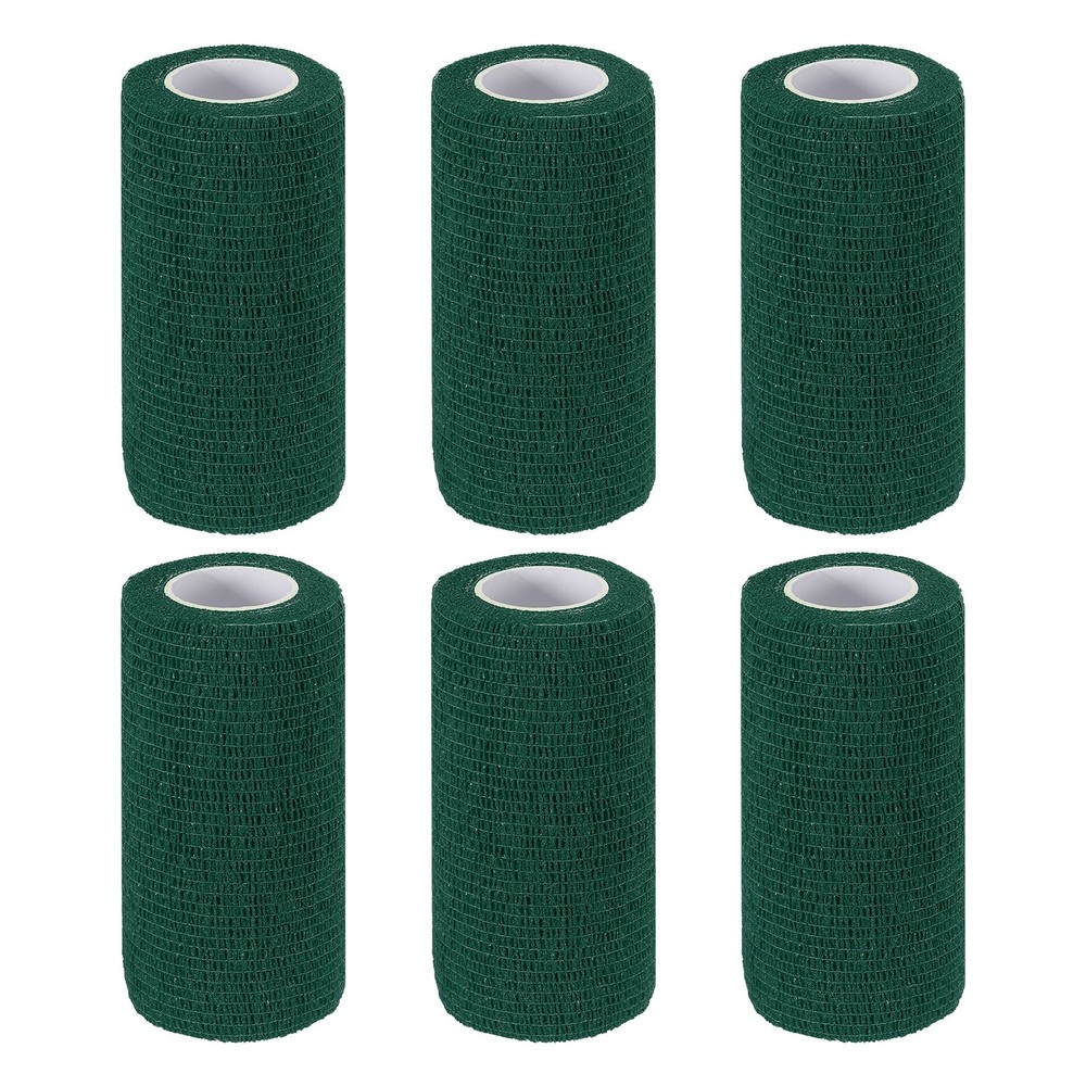 6Pcs 4″ x 177″ Self Adhesive Bandage Wrap Elastic Self Tape Dark Green