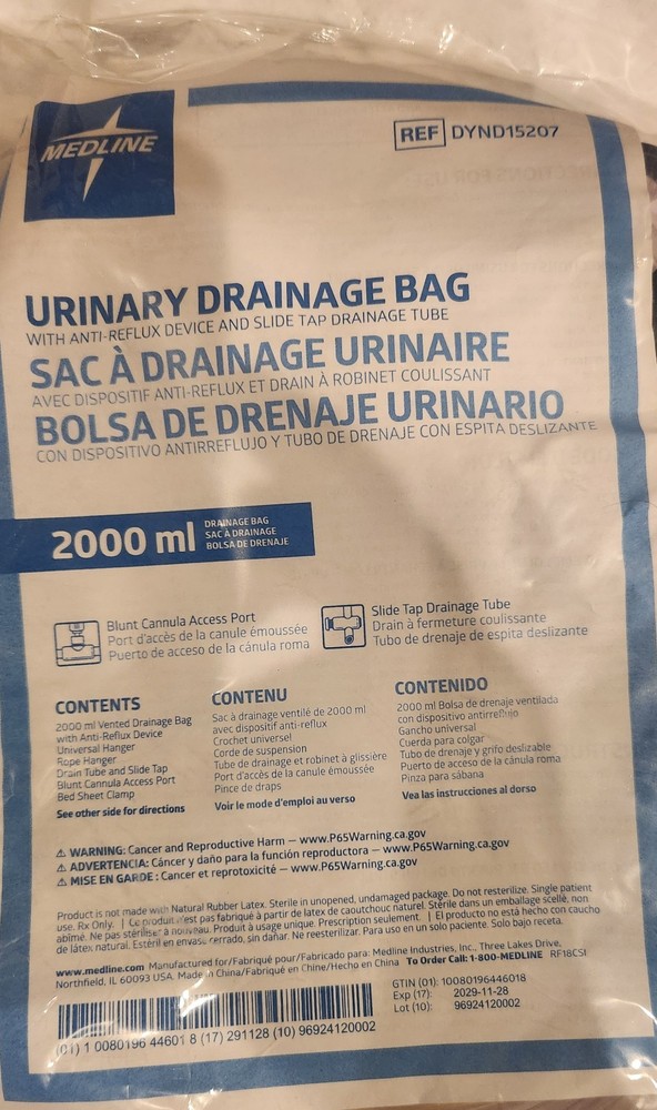 Lot Of 6 Medline Urinary Drainage Bag 2000 ml, DYND15207