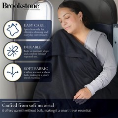 Brookstone Travel Blanket – 2-in-1 Super Soft Lightweight One Size, Black