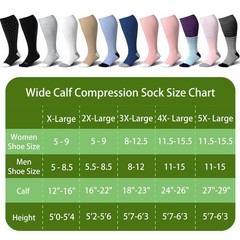 Wide Calf Compression Socks 15-20mmHg Knee High Support Stockings for Circulatio