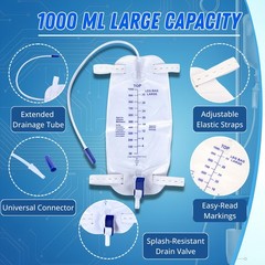 Leg Bag 1000mL/33.8oz – Urinary Catheter for Men, Women，Foley Catheter Leg Ba…
