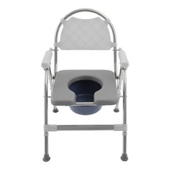 150kg/330.69 lbs Foldable Toilet Chair w/ Padded Seat Plate and Toilet Bucket