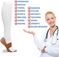 6 Pairs Copper Compression Socks 20-30mmHg Graduated Support Mens Womens S-XXL