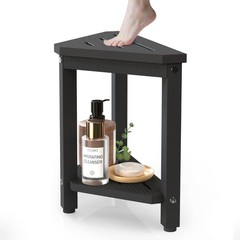 Waterproof Shower Foot Rest 14in, HDPE Small Stool for Bath Corner, Black