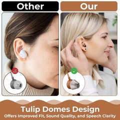 Hearing Aid Domes Replacement – 10 Pcs Dark Gray Tulip Tips for Standard Receive