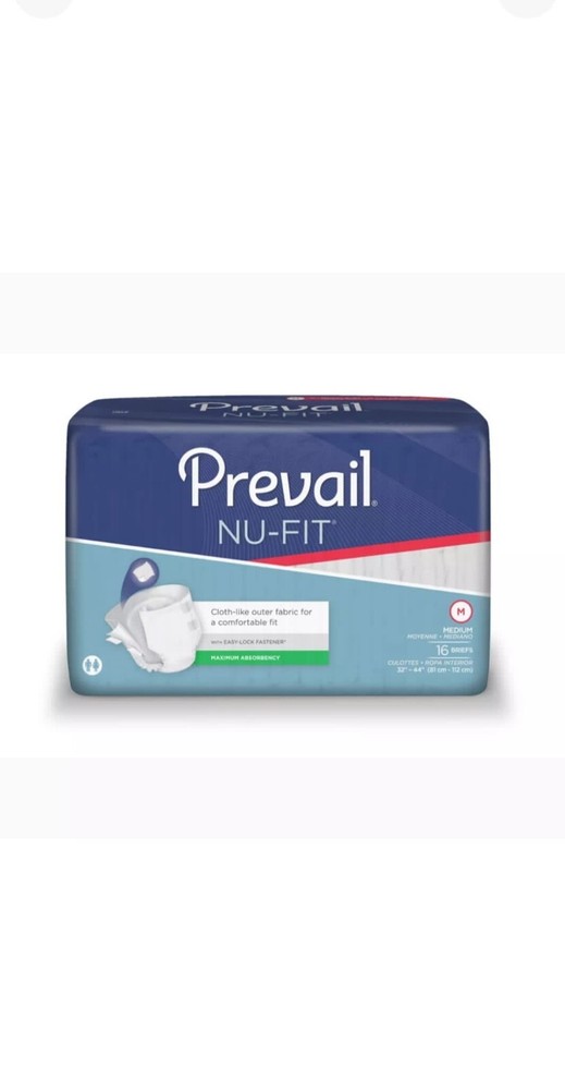 First Quality Nu-Fit Adult Brief Diaper 16 MEDIUM Extra Abs Pack Of 2 Total 32