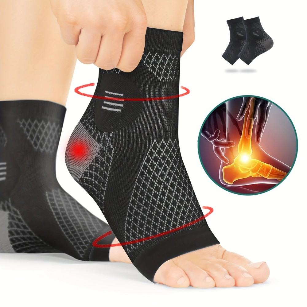 1 Pair Ankle Compression Socks Open Toe Foot Sleeve Arch Support Sports Brace