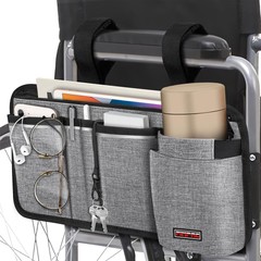 Wheelchair Side Storage Bag with Cup Holder Wheelchair Armrest Accessories Pouch