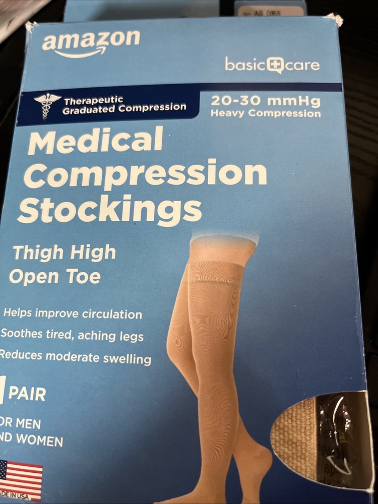 Amazon Basic Care Medical Compression Stockings, 20-30 mmHg Support, Women & Men