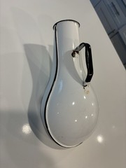 Vintage White Black Porcelain Coated Urinal Bed Pan Unmarked Enamelware Enamel