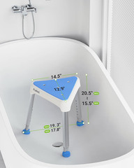 Space-Saving Triangular Shower Chair for Elderly and Disabled, 400 Lbs Adjustabl