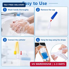 1000ml Urine Leg Bag 6-Pack, Foley Drainage Bags, Leakproof Anti-Reflux Valve, E