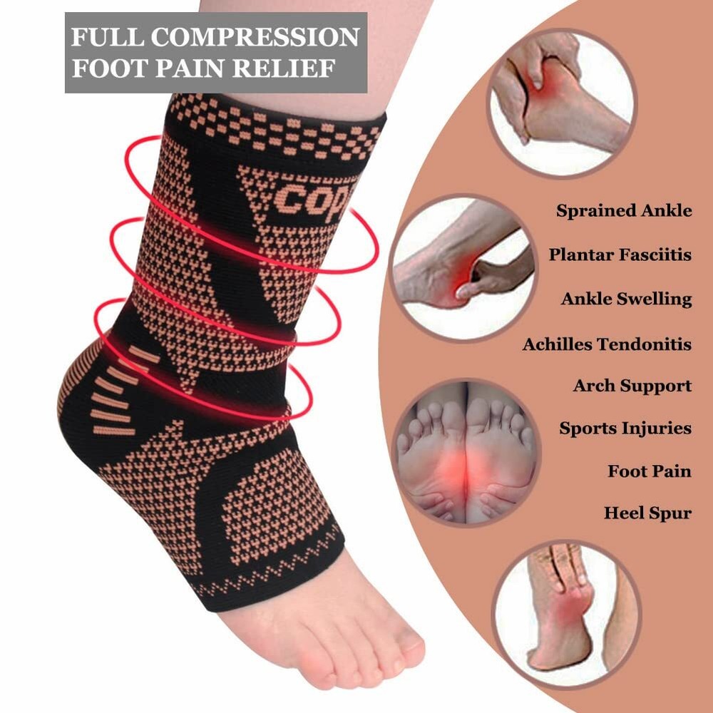 Copper Ankle Brace for Men&Women for Plantar Fasciitis,Swelling,Recovery, Sports