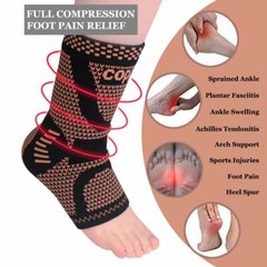 Copper Infused Ankle Support Compression Sleeve Men Women，for Foot Pain Relief