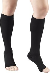 Truform 15-20 mmHg Compression Stockings Knee High Length, Open Toe, Black, Lar