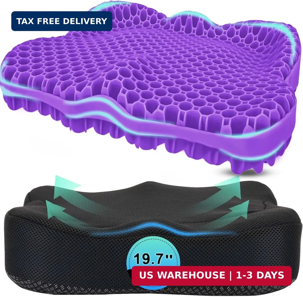 Thicken 19.7In Seat Cushion, Gel Seat Cushion for Long Sitting–Office Chair, Whe