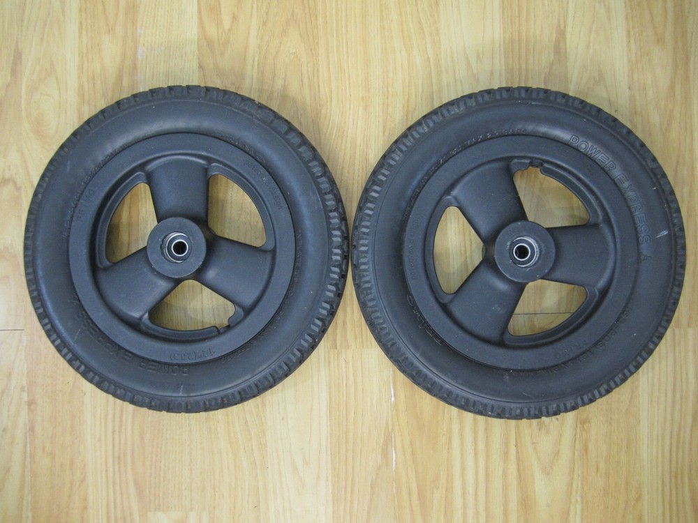 (2) 2.25×12 QUICKIE IRIS Power Express Wheel 1/2″ axle, Flat Free – EXCELLENT