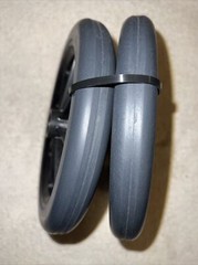 NEW PAIR Wheelchair Black Front Caster Wheel 8″x1″, NO Bearing, 1-1/2″ Hub