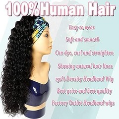 Punmasa Headband Wig Deep Wave 22 Inch Human Hair Curly Glueless Human