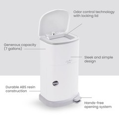 Akord Slim Adult Diaper Disposal System 7 Gallon Odor Locking Double-Sealed A…