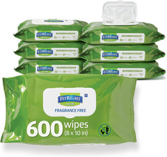 Fitright Personal Cleansing Wipes with Aloe 8X10 Unscented 600 Count |