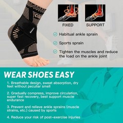 Lightweight Copper Ankle Brace – 2 Pack for Sports & Everyday Use, Large Size