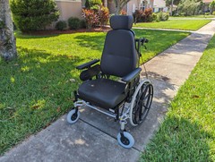 EV Rider Spring Wheelchair, Tilt-in-Place, adjustable, high back, 22-inch seat