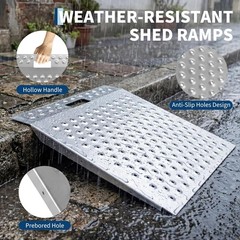 29″ x 48″ Shed Ramp 1500LB Capacity Anti-Slip Punch Plate Ramp for ATV (2PC)