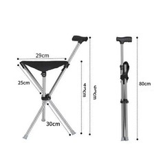 Cane with Seat Attached Outdoor Hiking Crutch Stool for Men Women Elderly