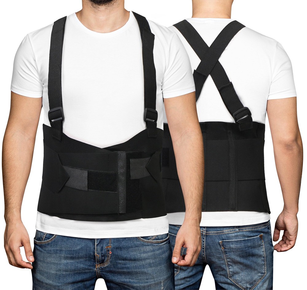 MABIS Deluxe Work Belt Back Support Brace with Waist size: 40-54 Inch, Black