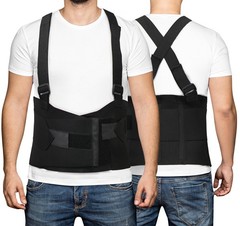 MABIS Deluxe Work Belt Back Support Brace with Waist size: 40-54 Inch, Black