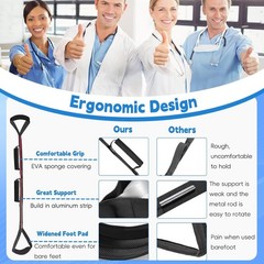 36 Inch Long Leg Lifter, Rigid Leg Lifter Strap with EVA Handgrips &Foot Loop,