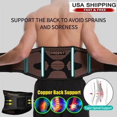Copper Infused Back Brace, Lumbar Waist Support for Pain Relief Men Women