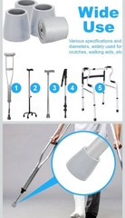 Gray Rubber Cane Tips (8 Pack) Non-Slip Quad 1 Inch Replacement A