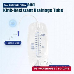 5 Pack Urinary Drainage Bag 1000ml/cc Catheter Leg Bag, Anti-Reflux Valve, Easy