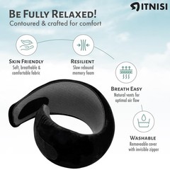Travel Memory Foam Pillow – Adjustable Size. Essentials for Head, Chin Black