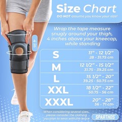 Sparthos Hinged Knee Brace Adjustable Support Plus Size 20″-28″ Open Patella