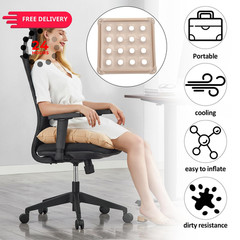 2-Pack Waffle Inflatable Seat Cushions (17×17 Inches) with 2 Air Pumps Cream