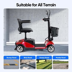 4 Wheels Mobility Scooter Electric Big Space for Overweight Adult W/ Rear Mirror