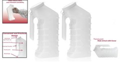 Translucent Male Urinal with Ergonomic Grip – Spills & Odors Shielded, 2pk